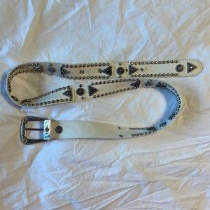 Jana white studded leather belt size M